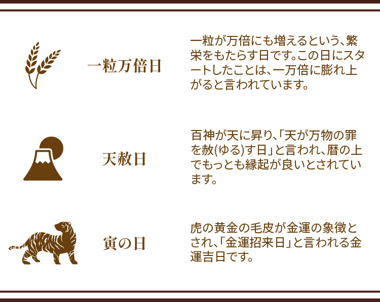 代表的な開運日の特徴について
