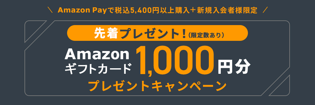 AmazonPayで税込5,400円以上購入＋新規入会者様限定　先着プレゼント！（限定数あり） Amazonギフトカード1,000円分プレゼントキャンペーン