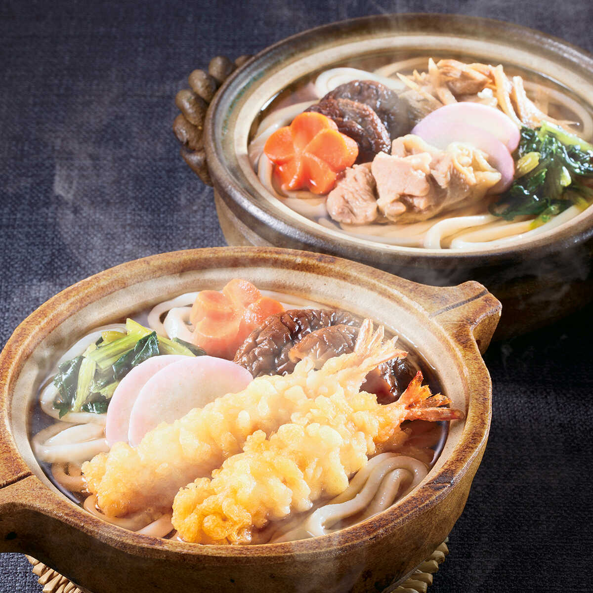 〈岡田商店×羅漢加藤シェフ監修〉だしを楽しむなべ焼きうどん２種セット