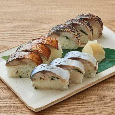 【父の日】3種のわさび葉 鯖の棒寿司食べ比べ
