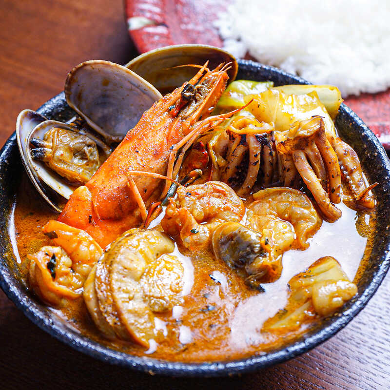 ＜大丸松坂屋＞ 奥芝商店 北海道の恵み！竜宮の賄い海鮮スープカレー【500g×2個（2〜4人前）】画像