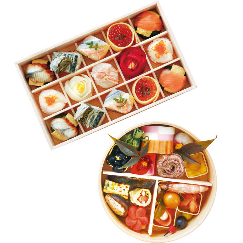【おせち料理】奈良 わさび葉寿し うめもり よろこび華おせちと手鞠わさび葉寿しセット(おせち1人用+手鞠寿し1~2人用) 【おせち料理】奈良 わさび葉寿し うめもり よろこび華おせちと手鞠わさび葉寿しセット(おせち1人用+手鞠寿し1~2人用)