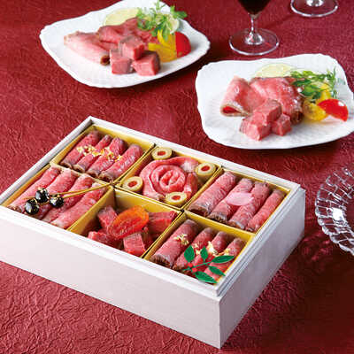 黒毛和牛ローストビーフ６種食べ比べ一段