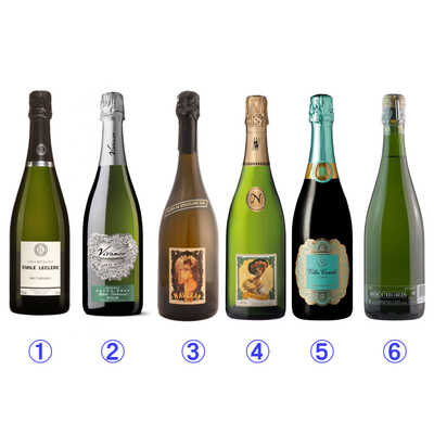 ブラン・ド・ブランのシャンパーニュ入り、シャンパーニュ製法スパークリング６本セット