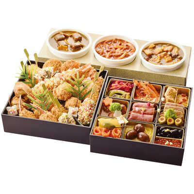 とんかつファミリーおせち和・洋・中華風（二段＋カレー・ハヤシ）（３人用）
