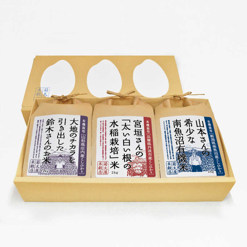 "出産内祝い 菊太屋米穀店 【ギフト箱入り】こしひかり3種詰め合わせB（2kg×3袋）"