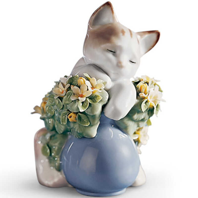 初売り旅行 グレーと白 猫の置物 LLADRO 陶器製 置物 - 置物 置物