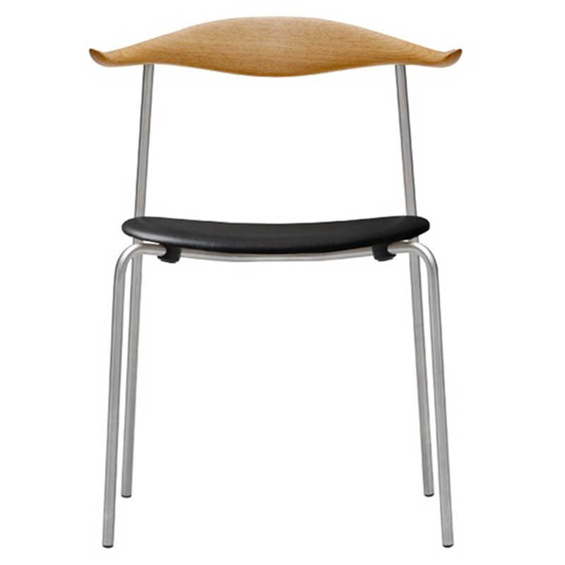 "CARL HANSEN ＆ SON ダイニングチェア CH88P オーク オイル ステンレススチール脚 THOR301 Black Leather"