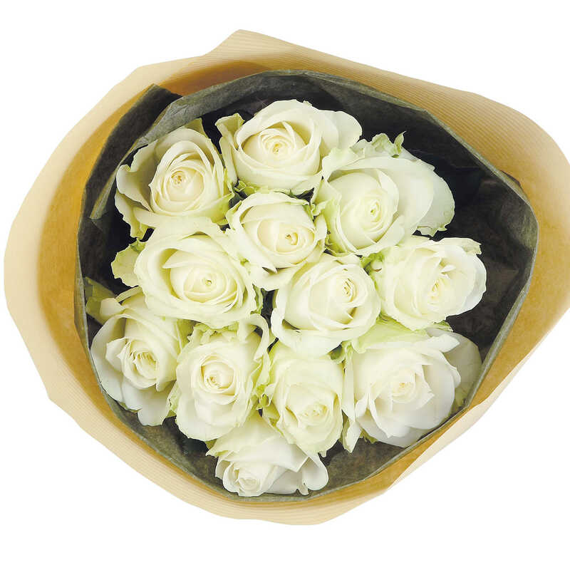  大丸・松坂屋のギフト リンクフローリスト 12本のバラの花束 白