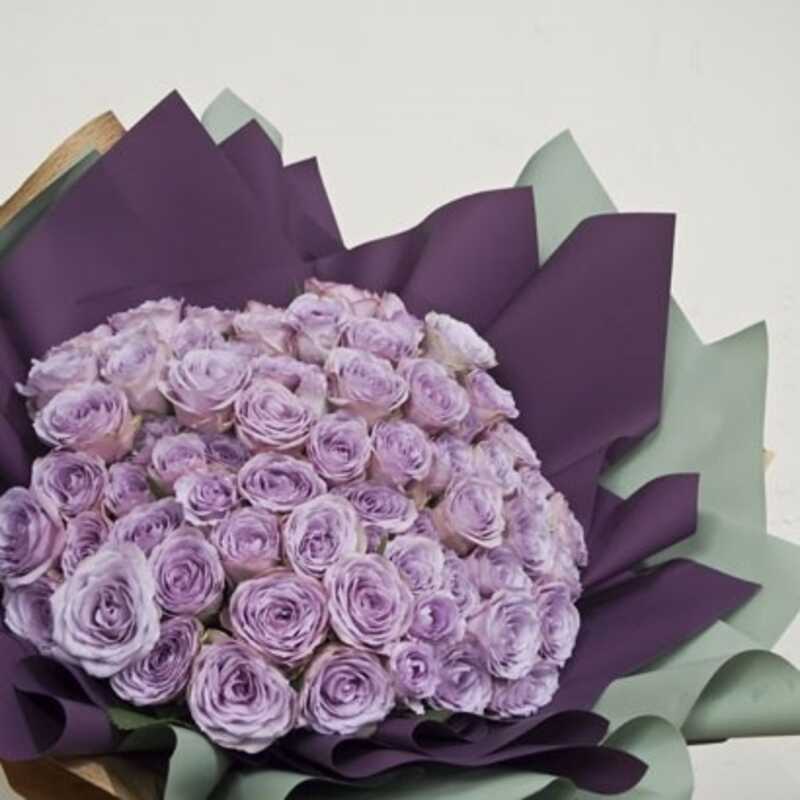 "リンクフローリスト 紫のバラの花束 ローズ 紫薔薇 70本"