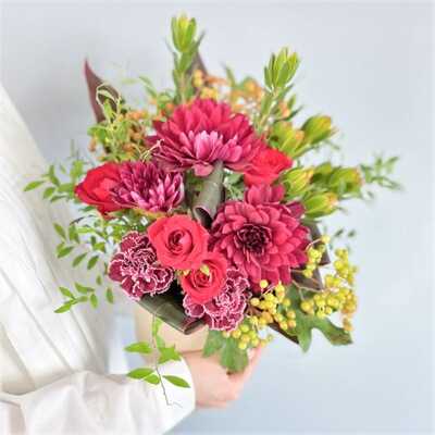 フォーマルギフト　フラワーアレンジメント　赤系