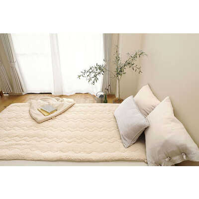 やわらかモイス敷きパッド／シープボア／吸湿発熱　セミダブル【ベージュ】