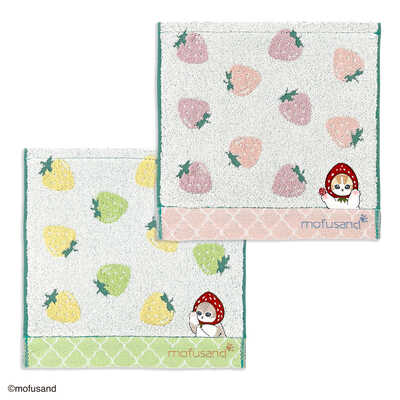 色違いタオルハンカチ２枚組（いちご）