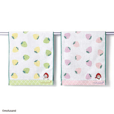 色違いフェイスタオル２枚組（いちご）