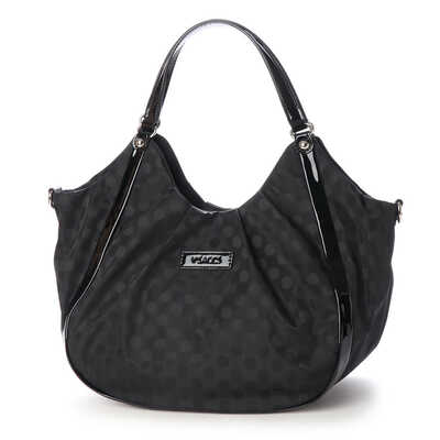 ドット柄ジャガードエナメルアクセント２ＷＡＹトート