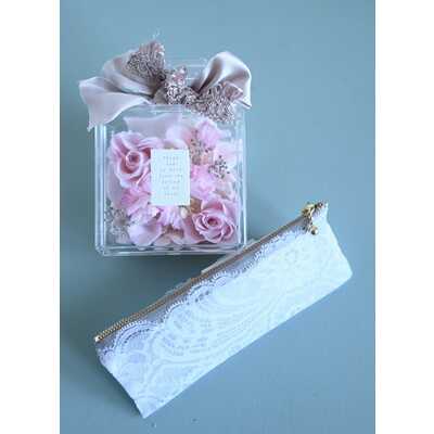 【母の日】花の香水瓶＆レースのミニポーチ　―Ｒｏｓｅ　Ｐａｒｆｕｍ―