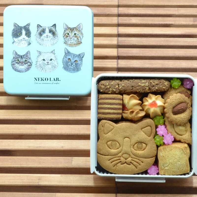 NEKO LAB「猫クッキー缶」猫好き必見！【通販】2色の型抜き猫顔