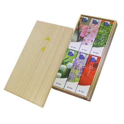 お線香　花かおりスリムアソート桐箱短寸６入