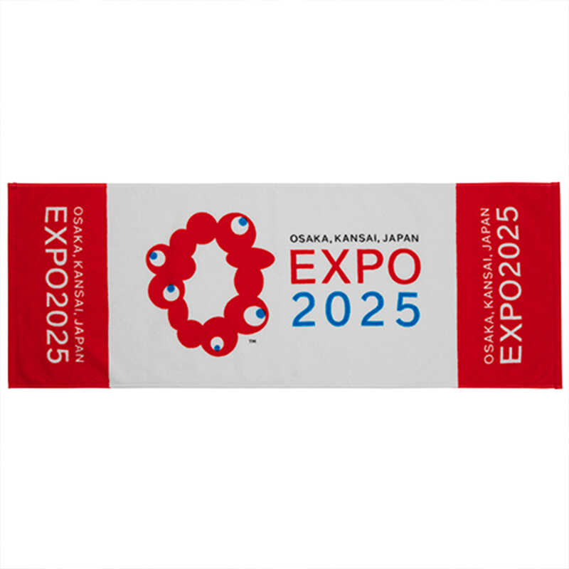 ＜大丸松坂屋＞ 2025大阪・関西万博公式ライセンス商品 EXPO2025 フェイスタオル ロゴマーク 01 レッド画像