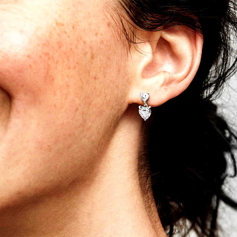 ＜大丸松坂屋＞ パンドラ 【母の日】DOUBLE Heart Sparkling Stud Earrings画像