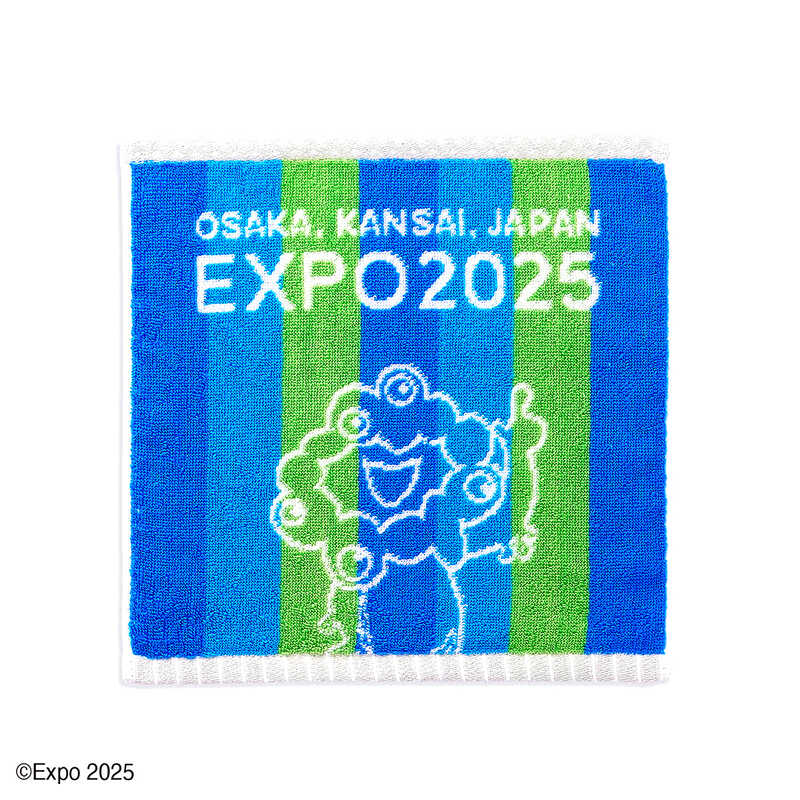"2025大阪・関西万博公式ライセンス商品 EXPO2025タオルハンカチミャクミャクストライプブルー"