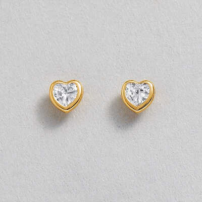 ここ♡ セカンドピアス］ K18キュービックジルコニアハートカット