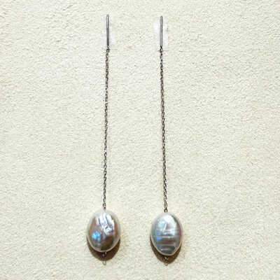 ０１　バロック　Ｆｒｅｓｈｗａｔｅｒ　Ｐｅａｒｌ　　Ｏｖａｌ　Ｐｉｅｒｃｅ（ピアス）ＷＧ