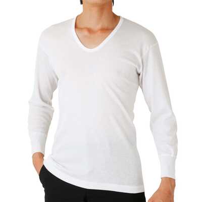 長袖Ｕ首シャツ