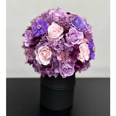 プリザーブドフラワー（宅配ボックス付）　富士のかぐや姫竹取ブーケ　紫
