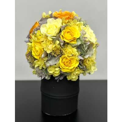 プリザーブドフラワー（宅配ボックス付）　富士のかぐや姫竹取ブーケ　黄