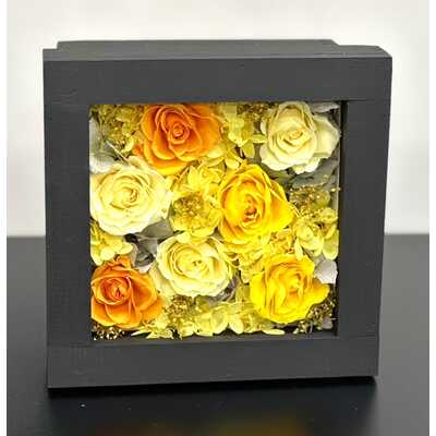 プリザーブドフラワー（宅配ボックス付）　富士のかぐや姫花手箱　黄